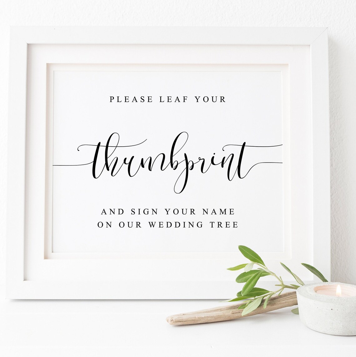Please Leaf Your Thumbprint Wedding Tree Guestbook Sign Name Poster