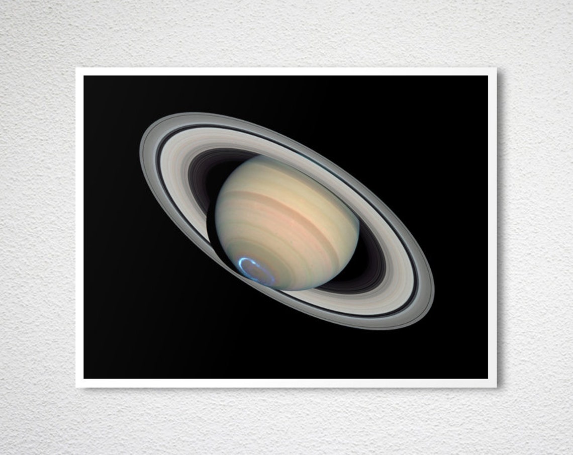 Saturn Planet Rings Polar Aurora Hubble Space Photo Art Poster - Image 2