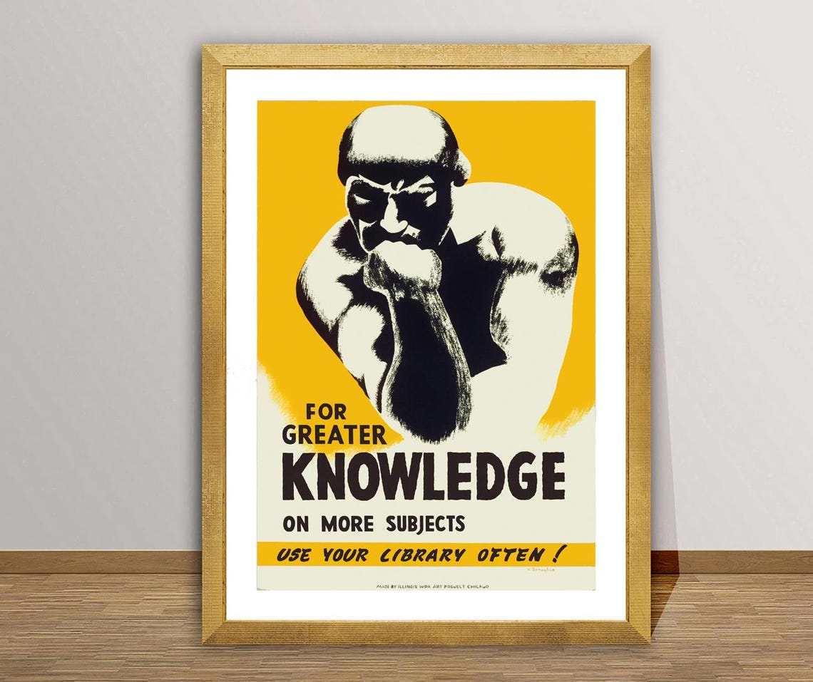 For Greater Knowledge Use Your Library Often Vintage WPA Poster - Image 2