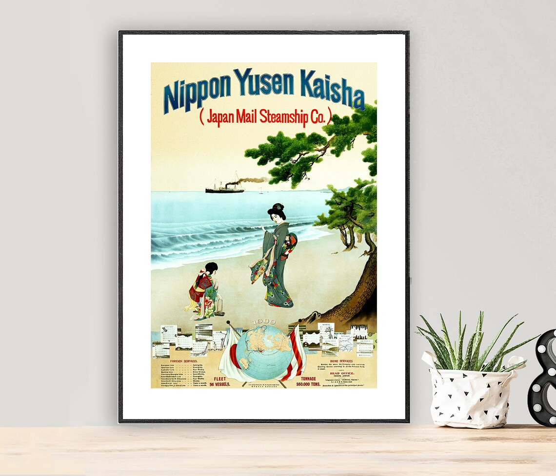 Nippon Yusen Kaisha 1909 Japan Steamship Vintage Travel Poster