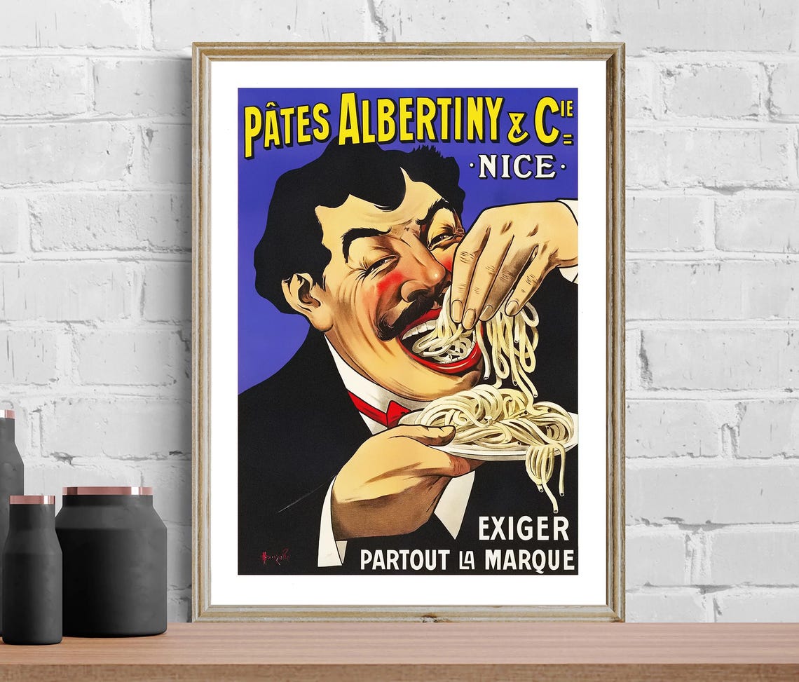 Pates Albertiny Nice Vintage French Pasta Spaghetti Art Poster - Image 2