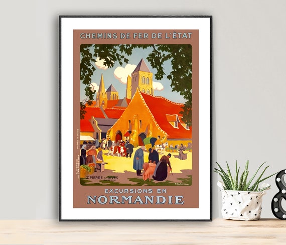 Normandie Chemin De Fer De Letat Vintage Travel Poster Poster Paper Or Print Gift Idea