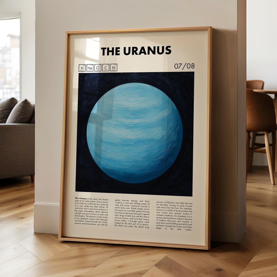 Uranus Solar System Decor, Planet Art Print