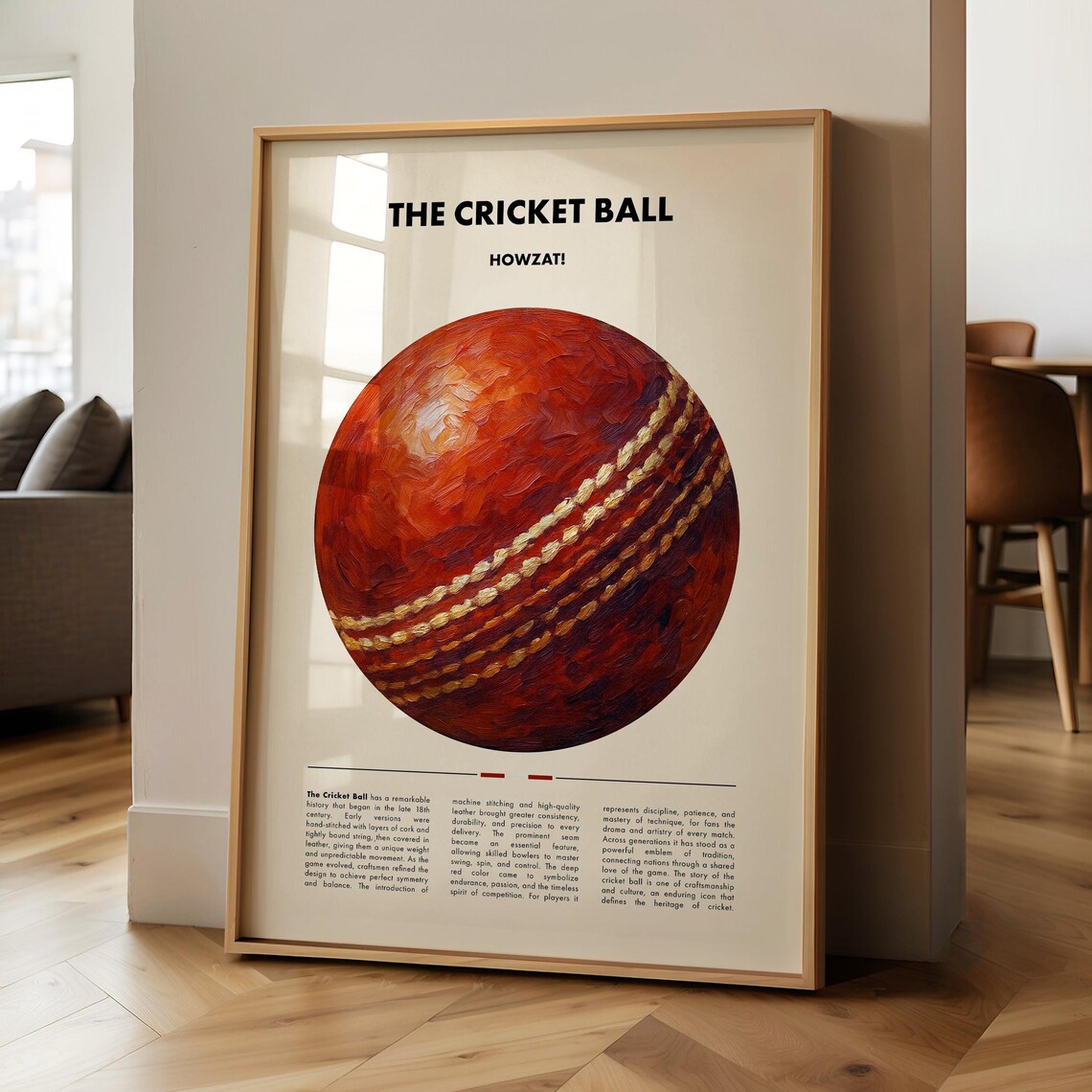 The Cricket Ball Howzat Red Leather Ball Sports History Art Poster