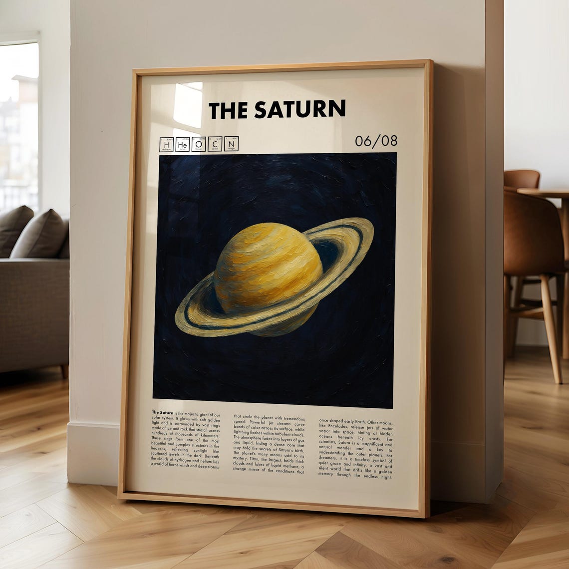 Saturn Art Print, Solar System Decor