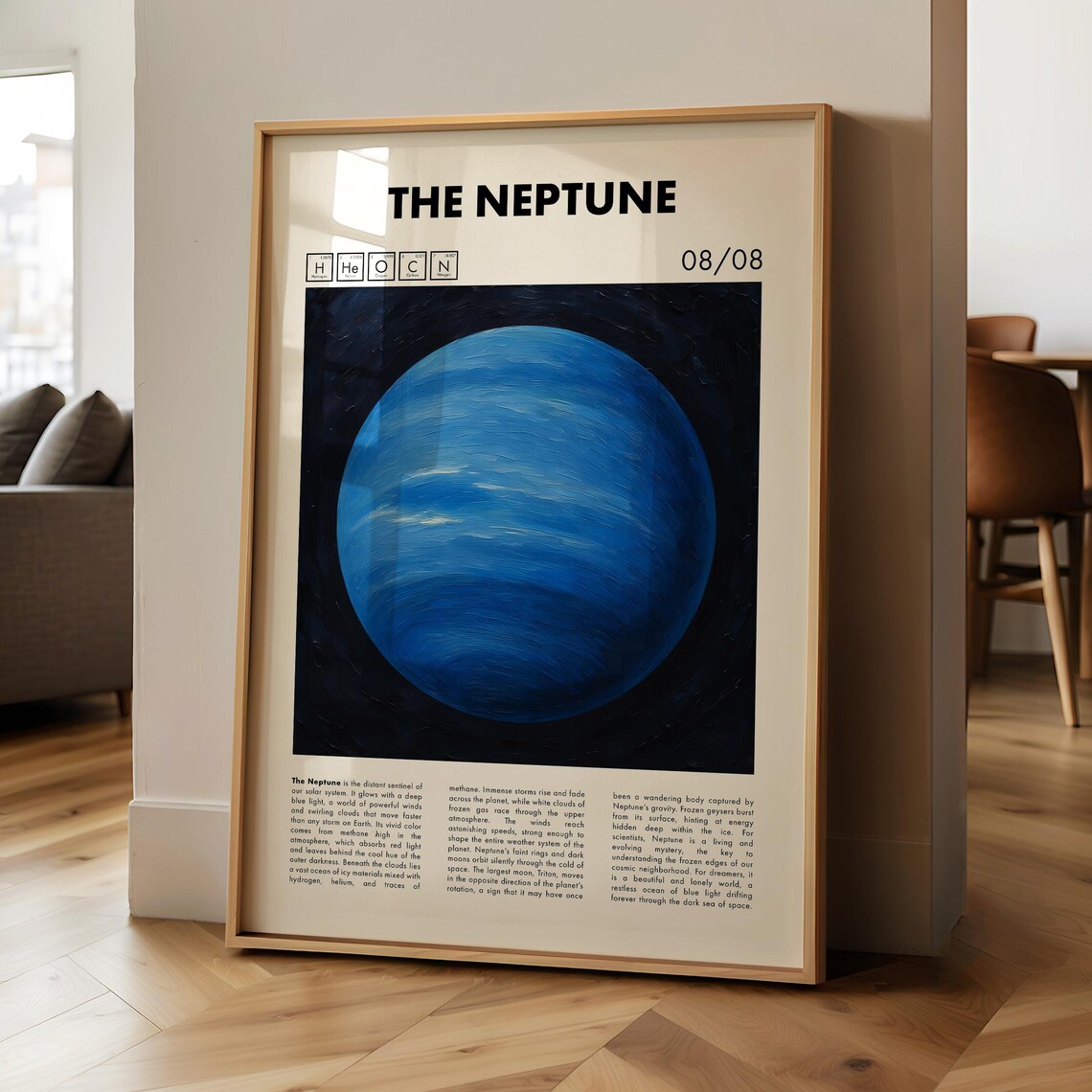Neptune Planet Art Print, Solar System Decor