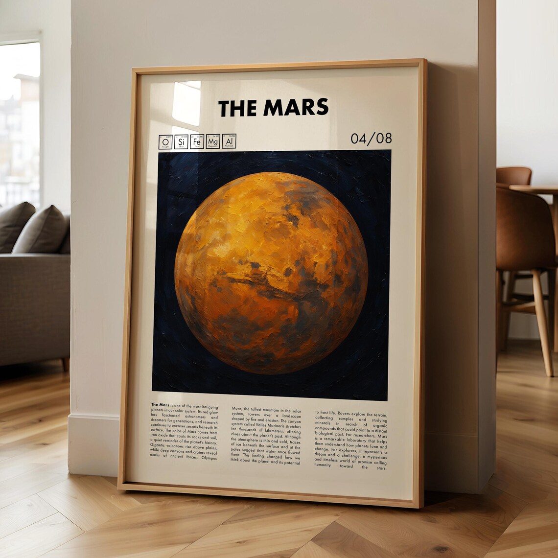 Mars Planet Art Print, Solar System Decor