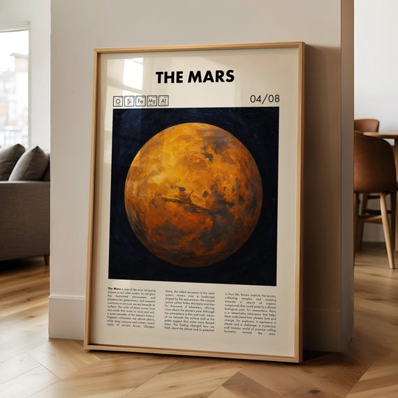 Mars Planet Art Print, Solar System Decor