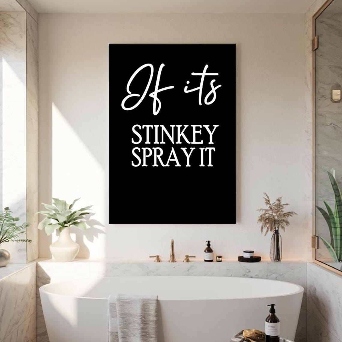 If Its Stinkey Spray It Funny Bathroom Black And White Poster - Image 2