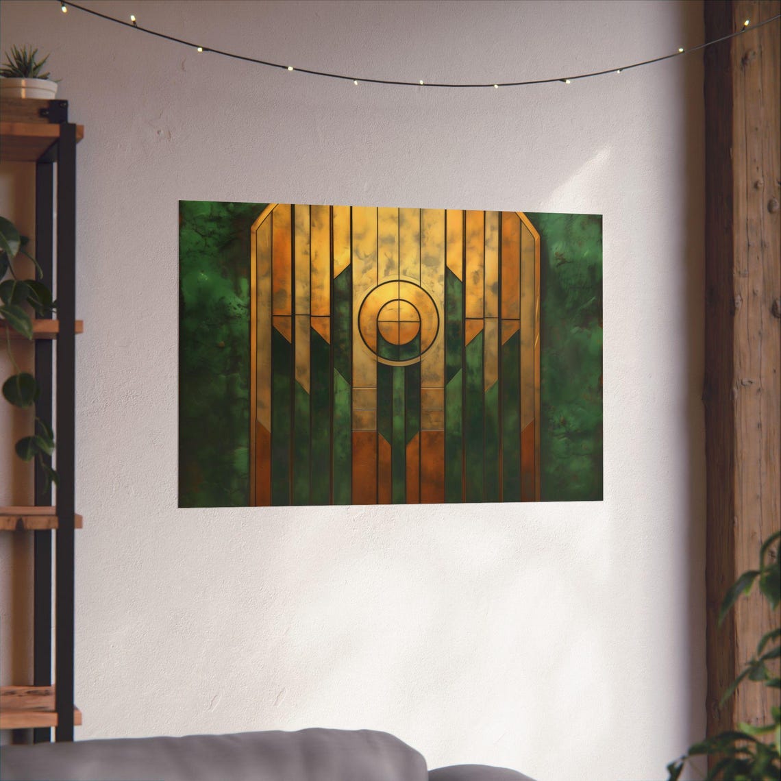 Emerald Green And Gold Tower Window Medallion Art Deco Poster - Image 2