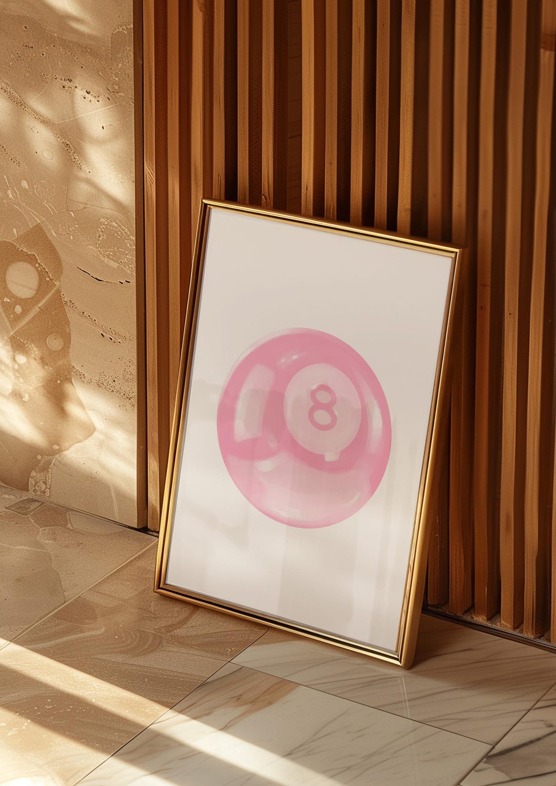 Sweet Pink 8 Ball Glossy Watercolor Preppy Trendy Room Poster