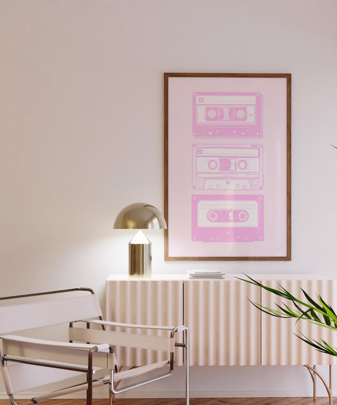 Pink Retro Cassette Tapes Trio Nostalgic 90s Music Room Poster - Image 3