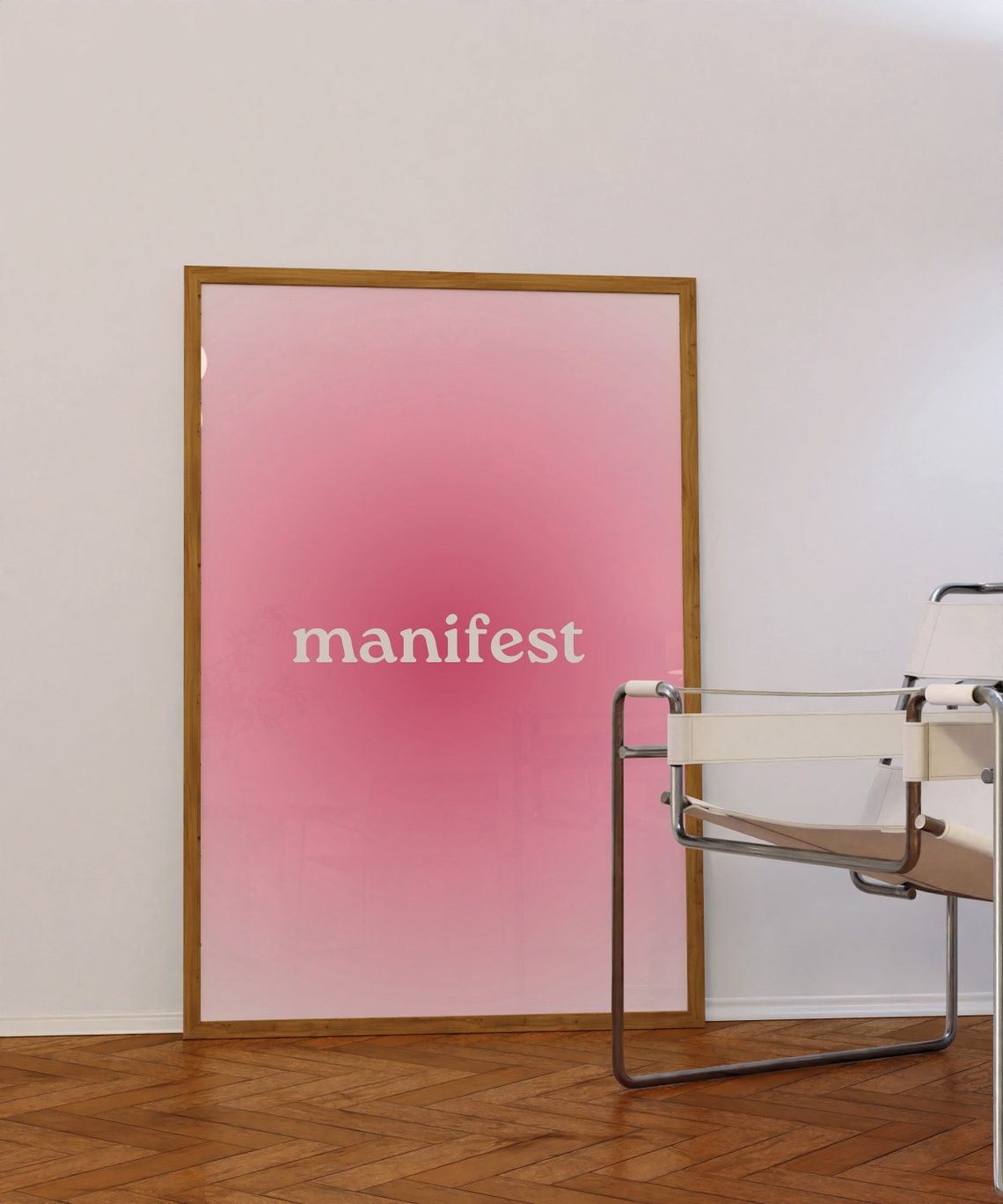 Manifest Pink Aura Gradient Minimalist Affirmation Word Art Poster - Image 2
