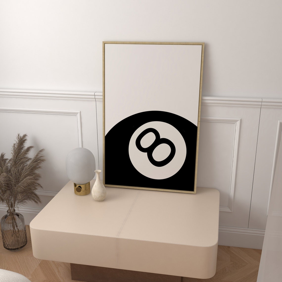 Magic Eight Ball Minimalist Black White Retro Style Wall Art - Image 2