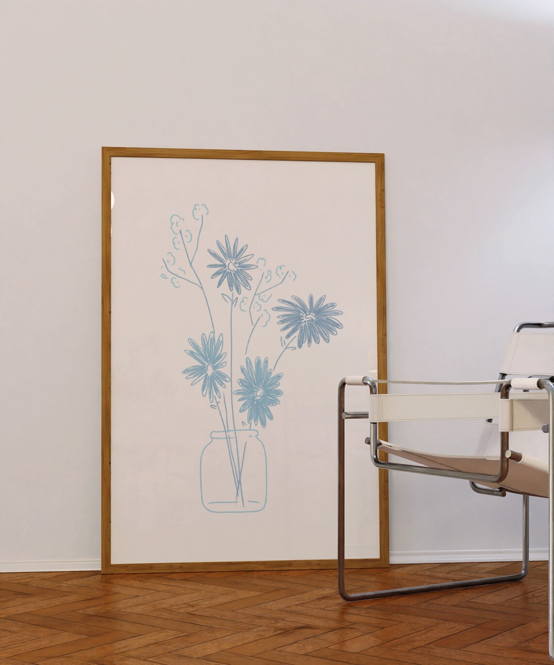 Blue Flower Bouquet Art Print, Preppy Dorm Decor - Image 2