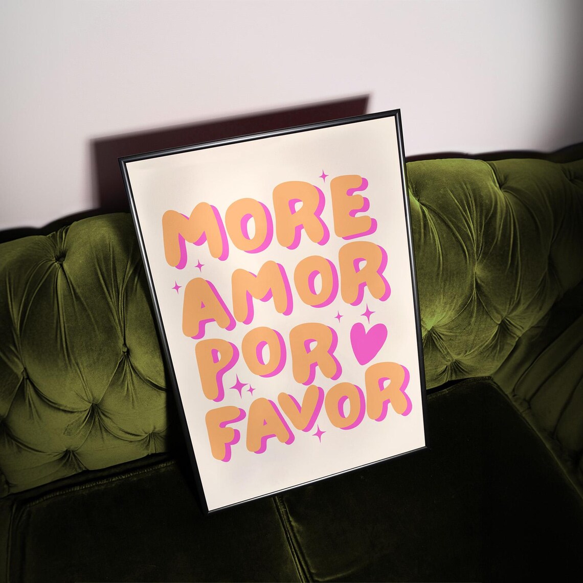 More Amor Por Favor Orange Bubble Letter Girly Heart Love Poster - Image 4