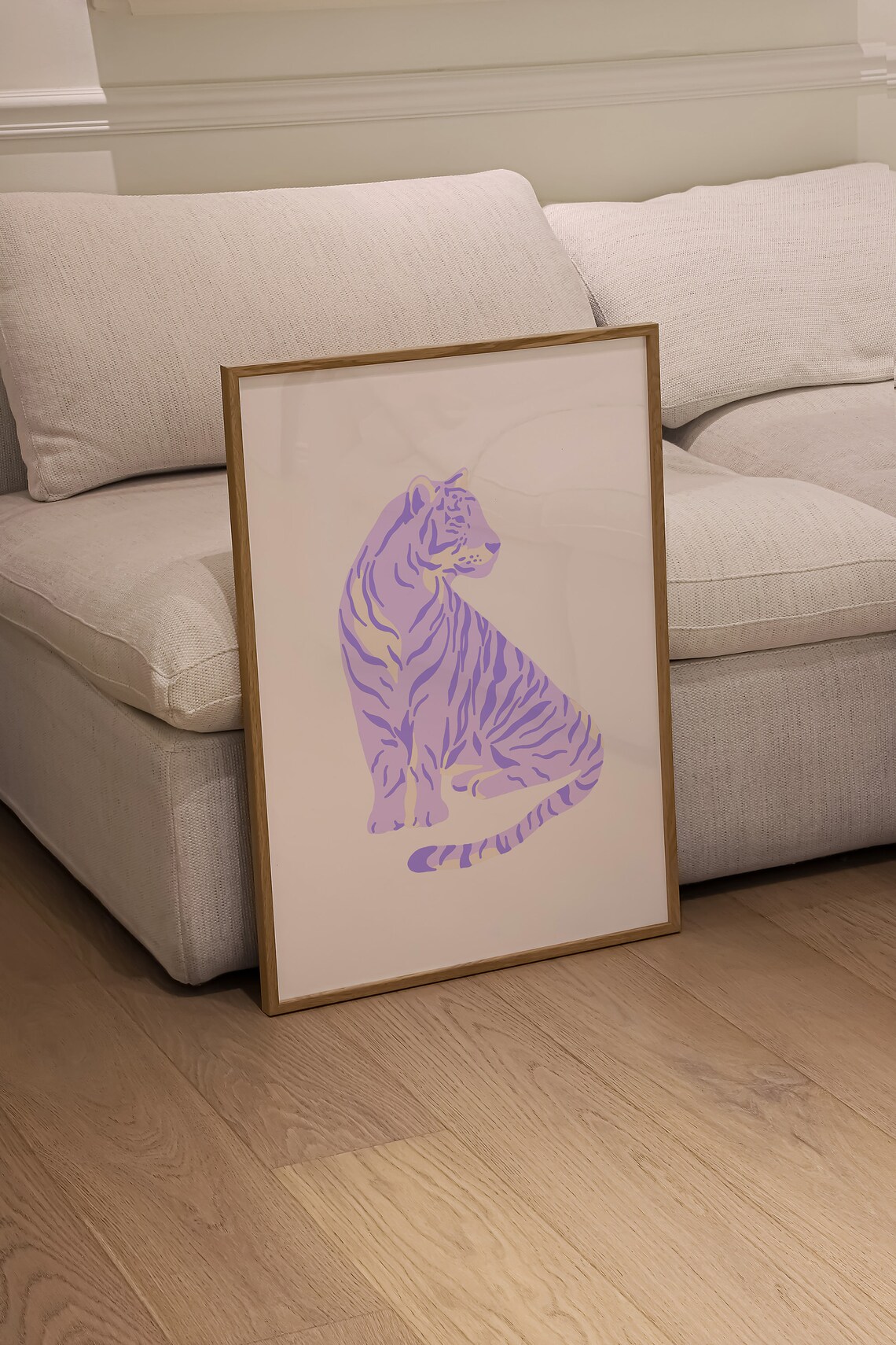 Lilac Purple Tiger Illustration Preppy Trendy Animal Decor Poster - Image 2