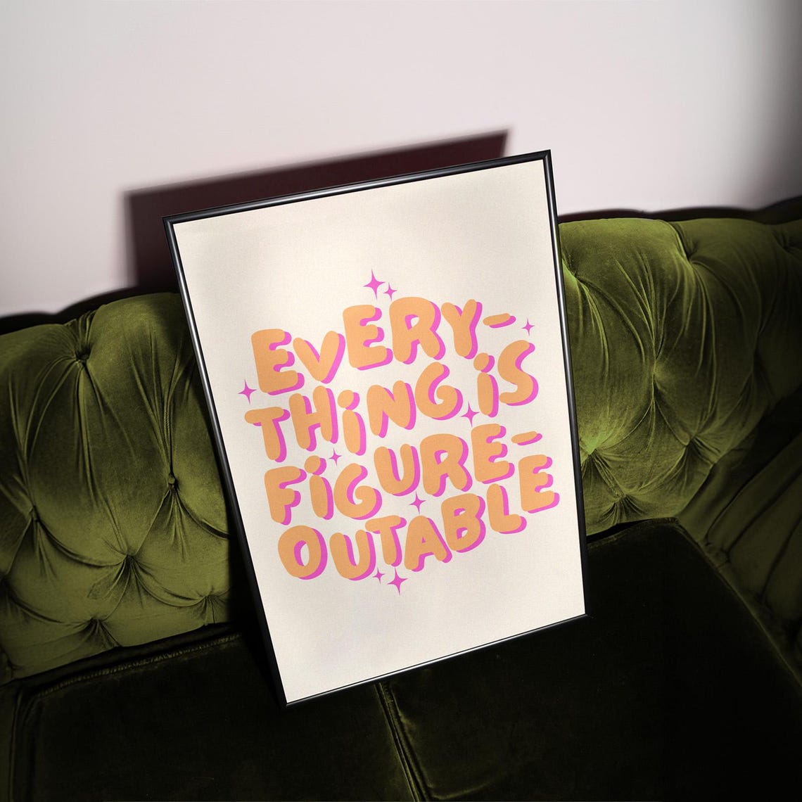 Everything Is Figureoutable Orange Pink Retro Quote Wall Poster - Image 3