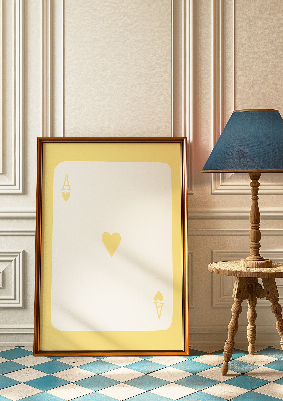 Yellow Ace of Hearts Playing Card Lucky Minimal Trendy Wall Art - Image 2