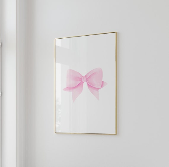 Pink Bow Print Preppy Wall Art Balletcore Poster Nursery Girly Decor Coquette Prints Trendy Print Pink Trendy Apartment Decor
