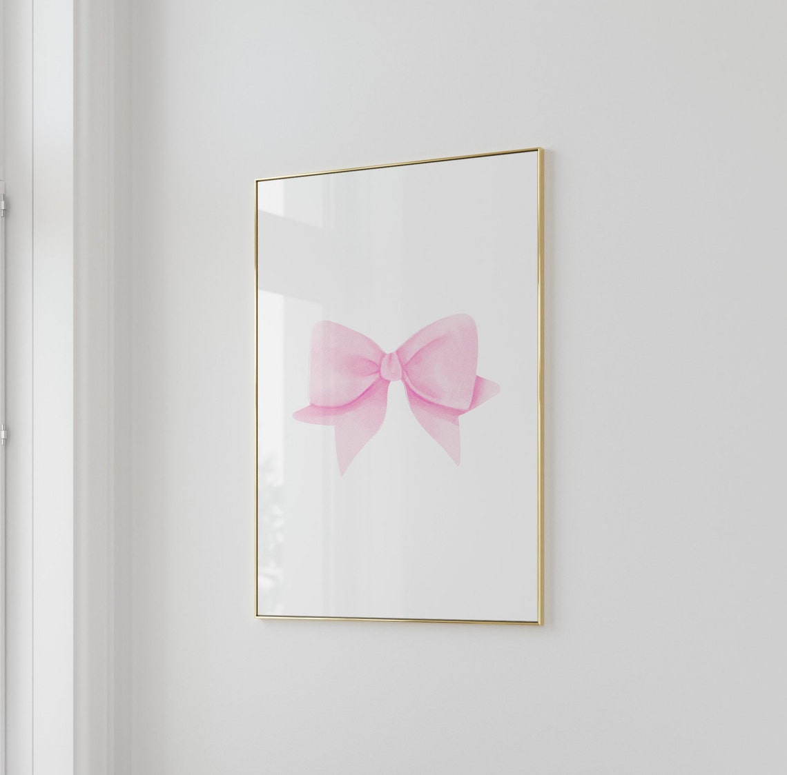 Pink Watercolor Bow Single Coquette Balletcore Style Wall Art