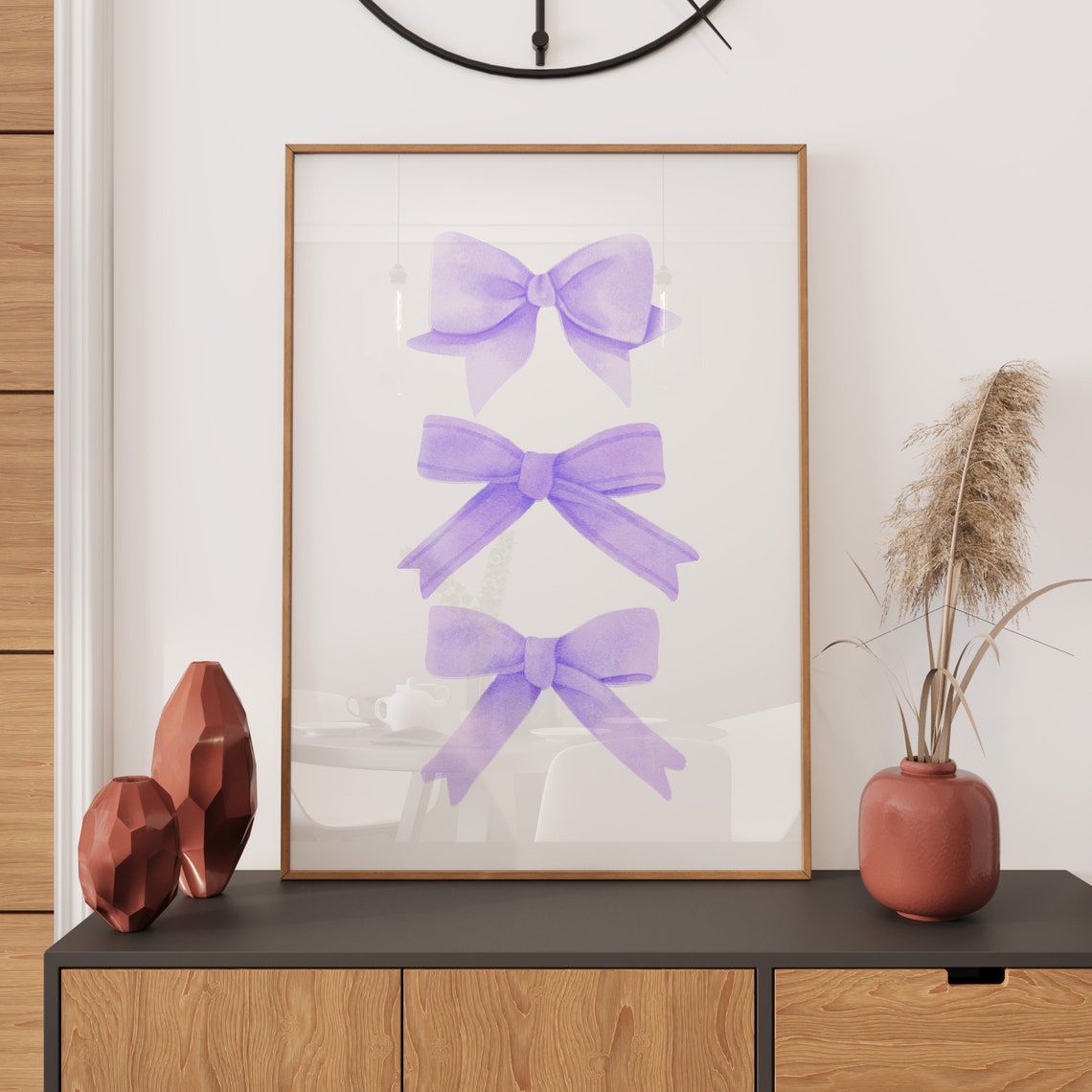 Lavender Watercolor Bows Trio Coquette Balletcore Aesthetic Wall Art - Image 2