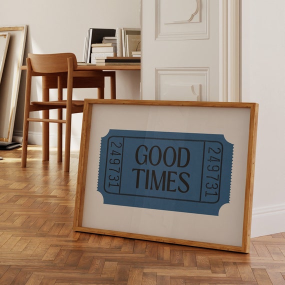 Navy Blue Wall Art Aesthetic Room Decor Trendy Wall Art Good Times Poster Trendy Retro Print Bedroom Poster Horizontal Print Bluewall Art