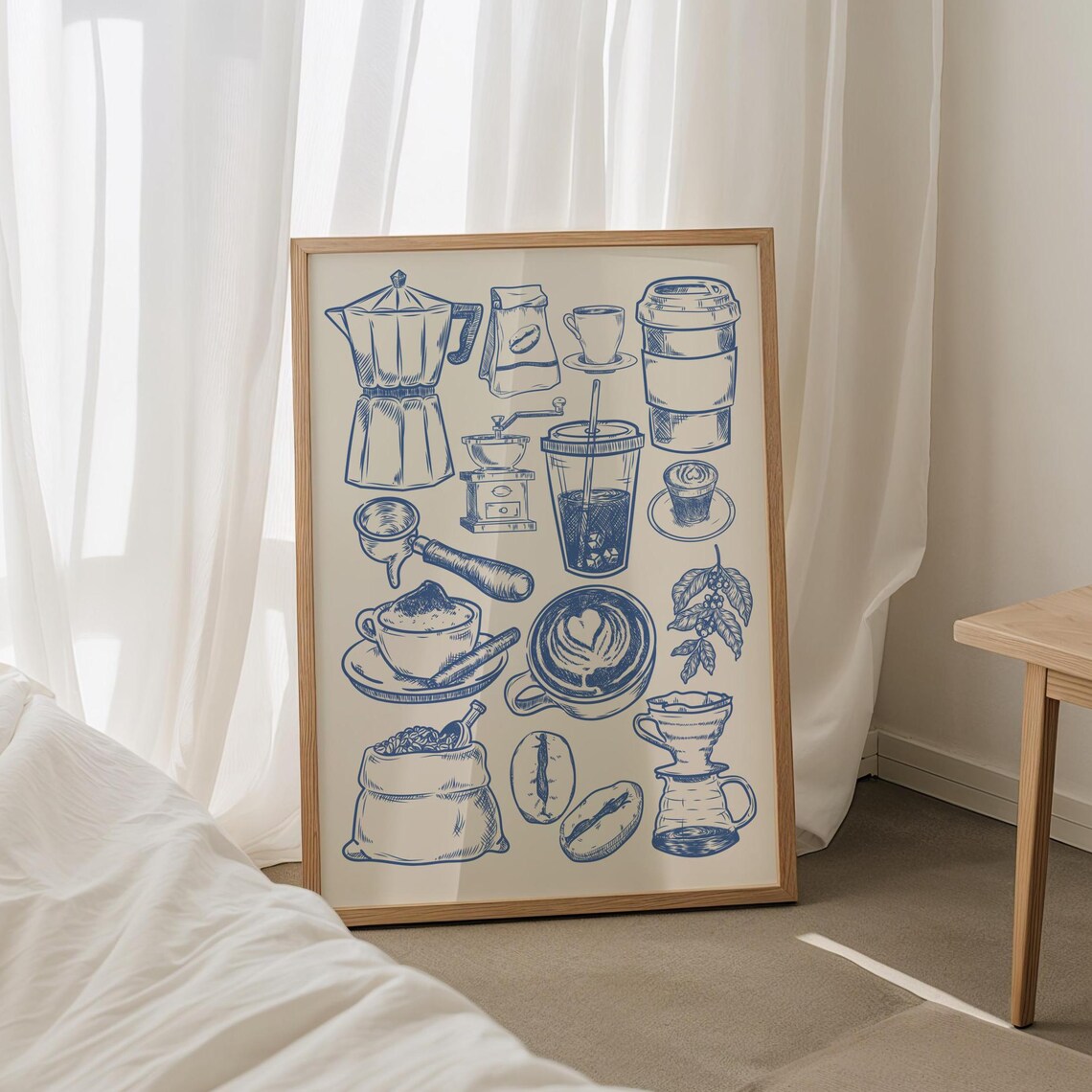 Coffee Wall Art, Navy Coffee Bar Art Print - Image 3