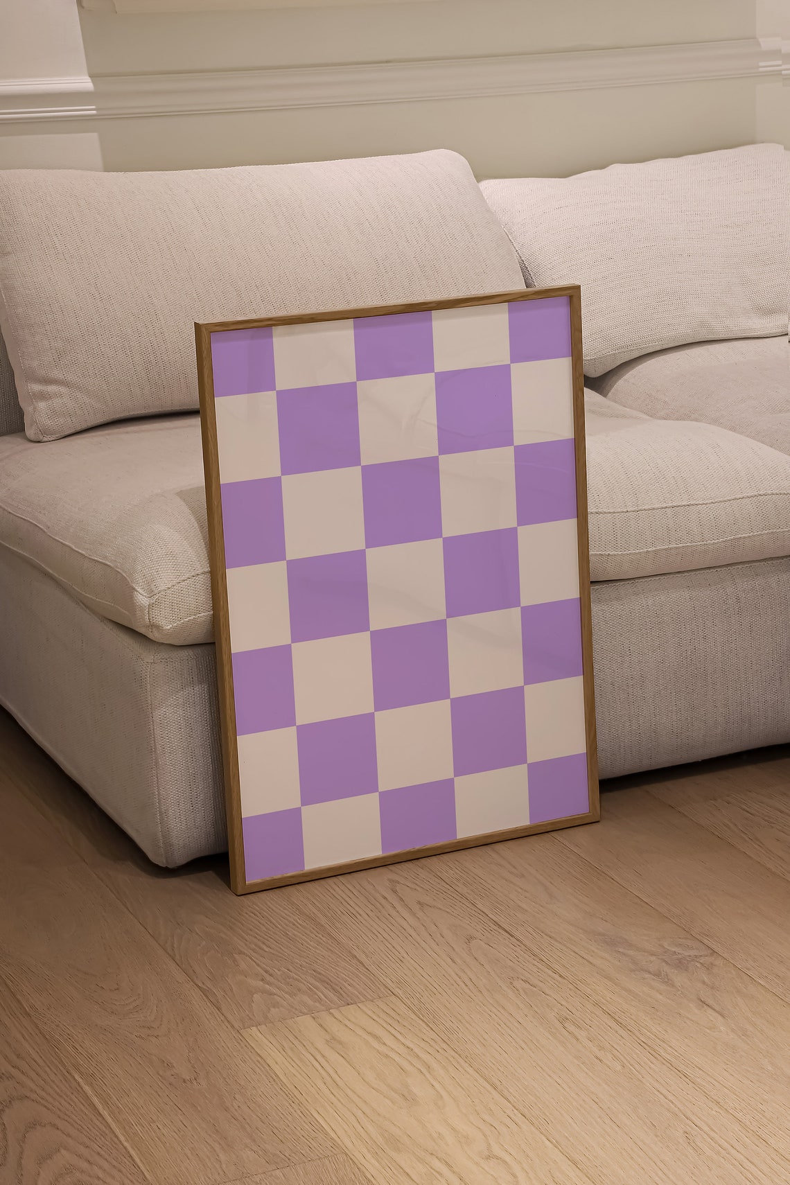 Lilac Checkerboard Pattern Pastel Trendy Minimalist Room Poster