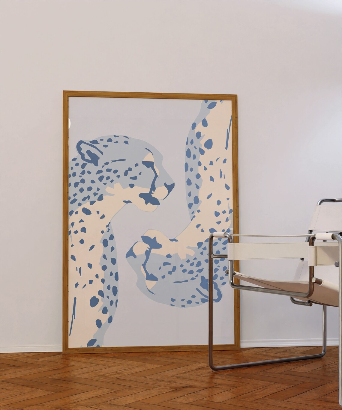 Cheetah Blue Preppy Maximalist Art Print - Image 3