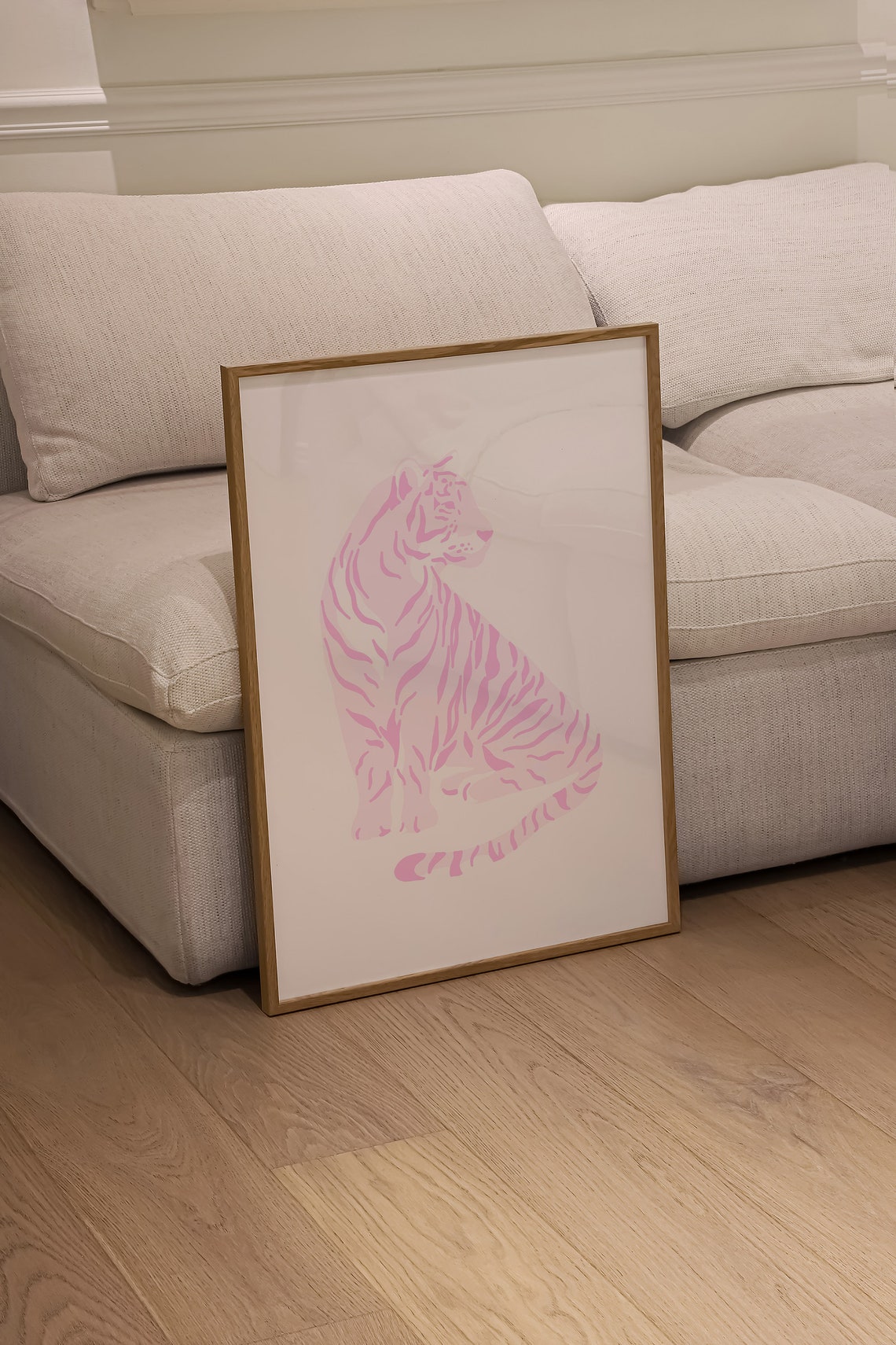 Pink Tiger Minimalist Line Art Poster Preppy Room Decor Piece - Image 2