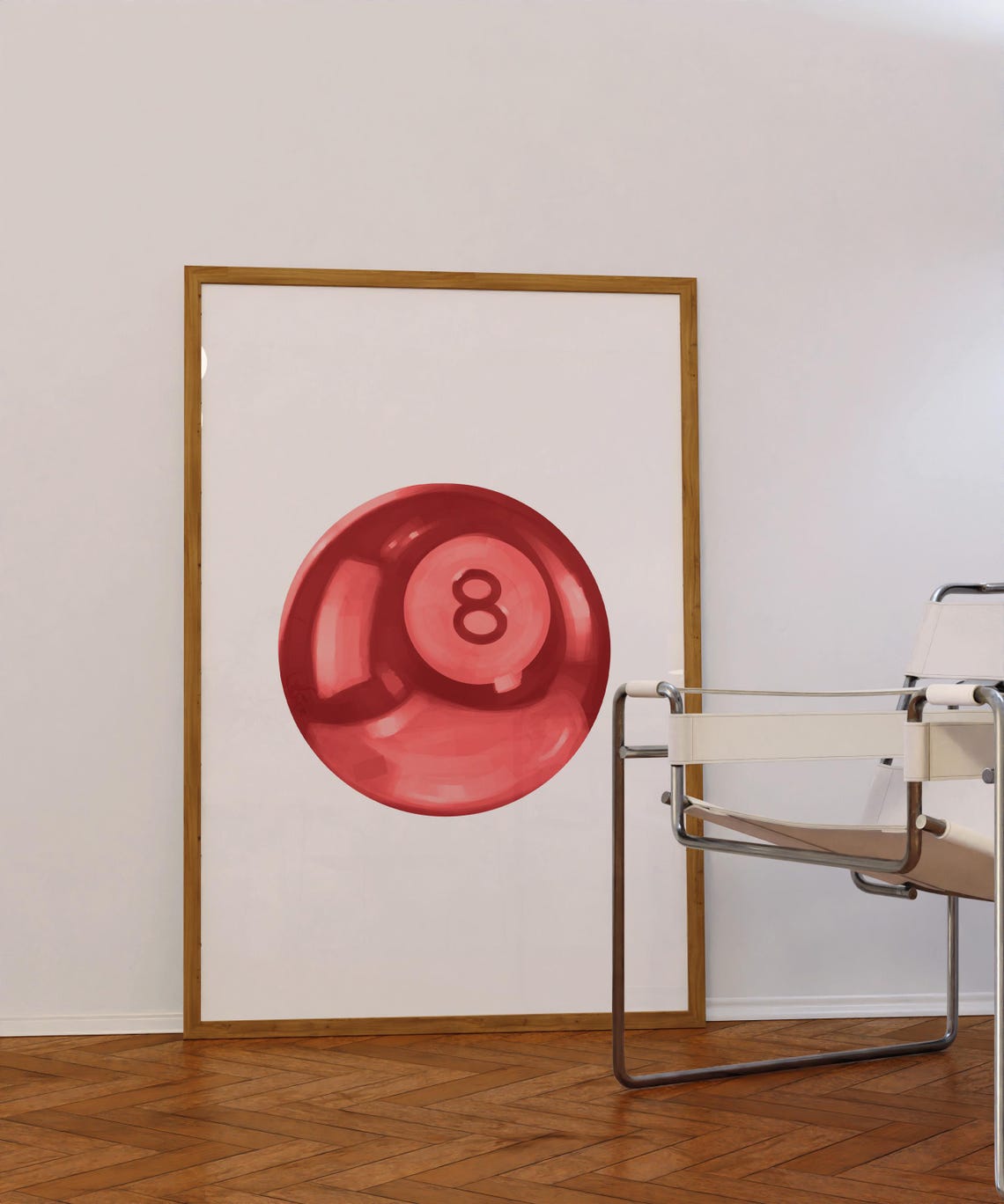 Dark Red 8 Ball Glossy Watercolor Bold Preppy Dorm Room Poster - Image 3