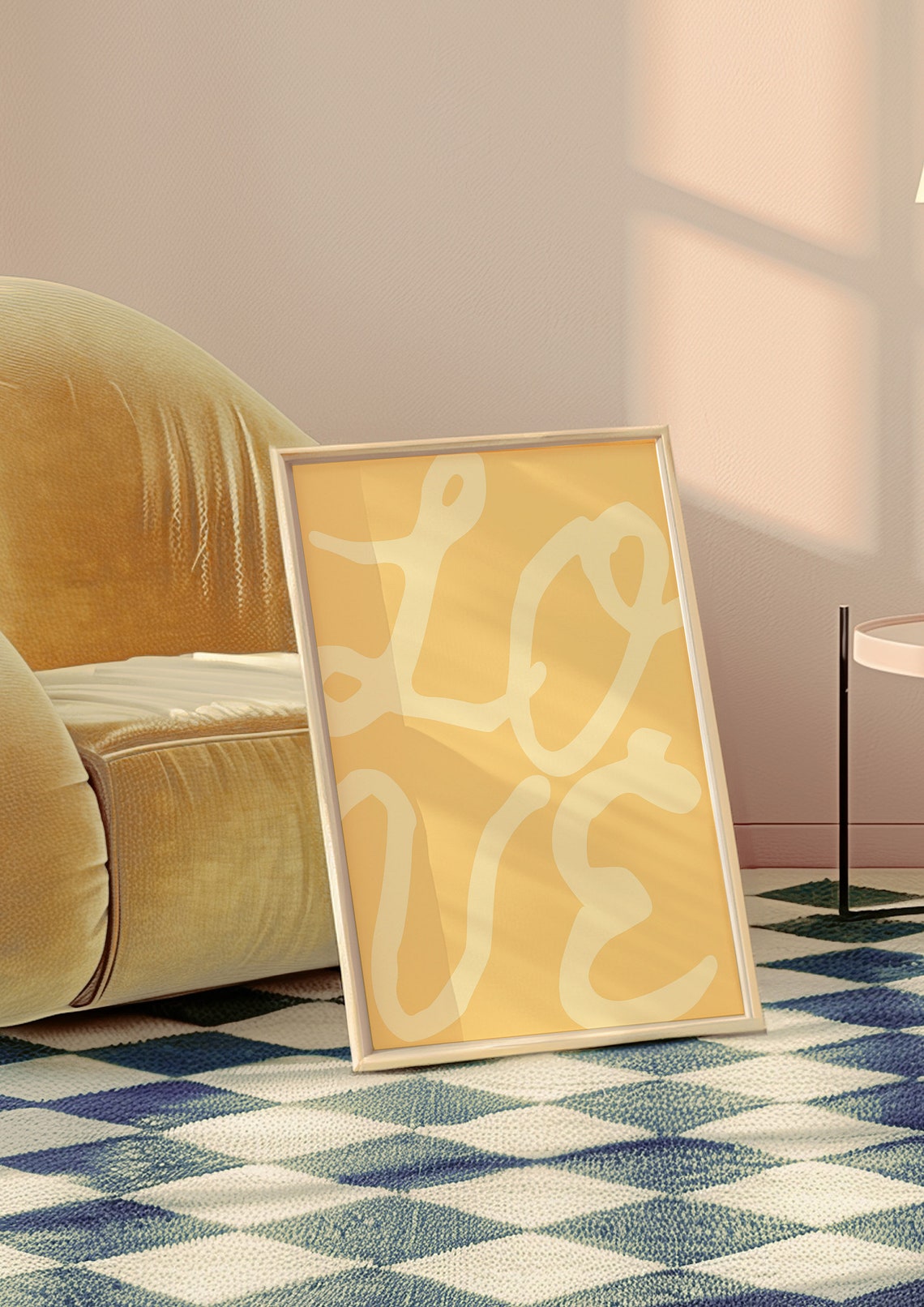 Mustard Yellow Love Script Typography Warm Trendy Room Decor Poster - Image 3