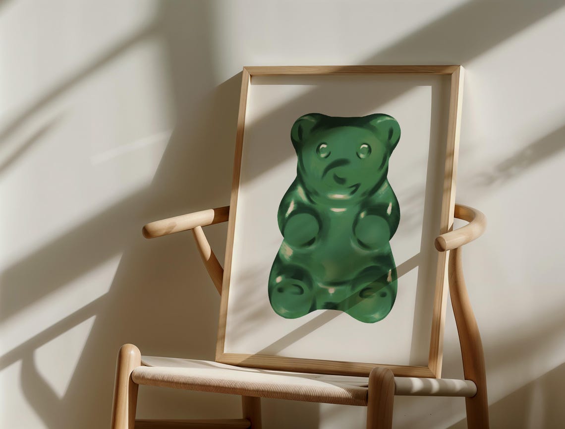 Glossy Green Gummy Bear Pop Candy Fun Trendy Kids Room Poster - Image 4