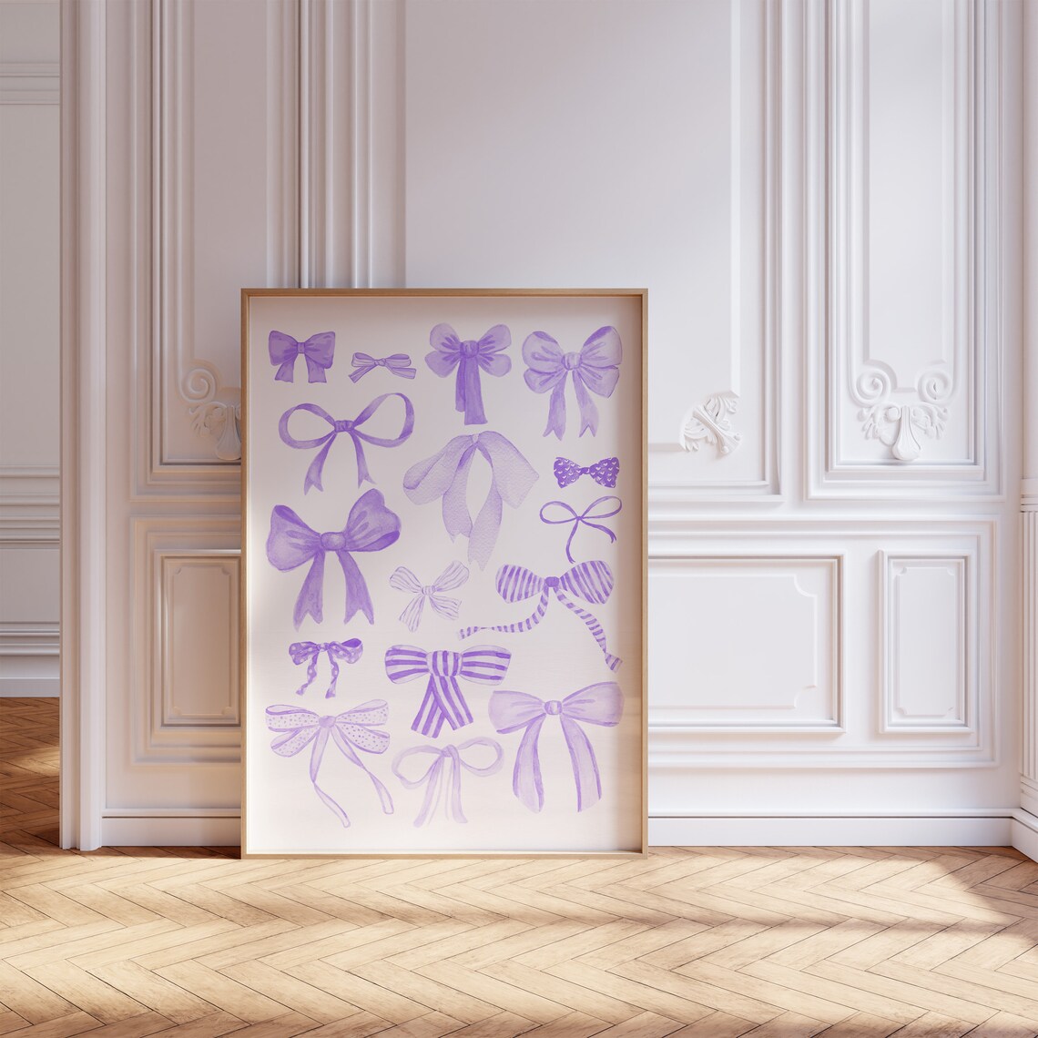 Lilac Purple Watercolor Bow Collection Aesthetic Room Art Poster - Image 3