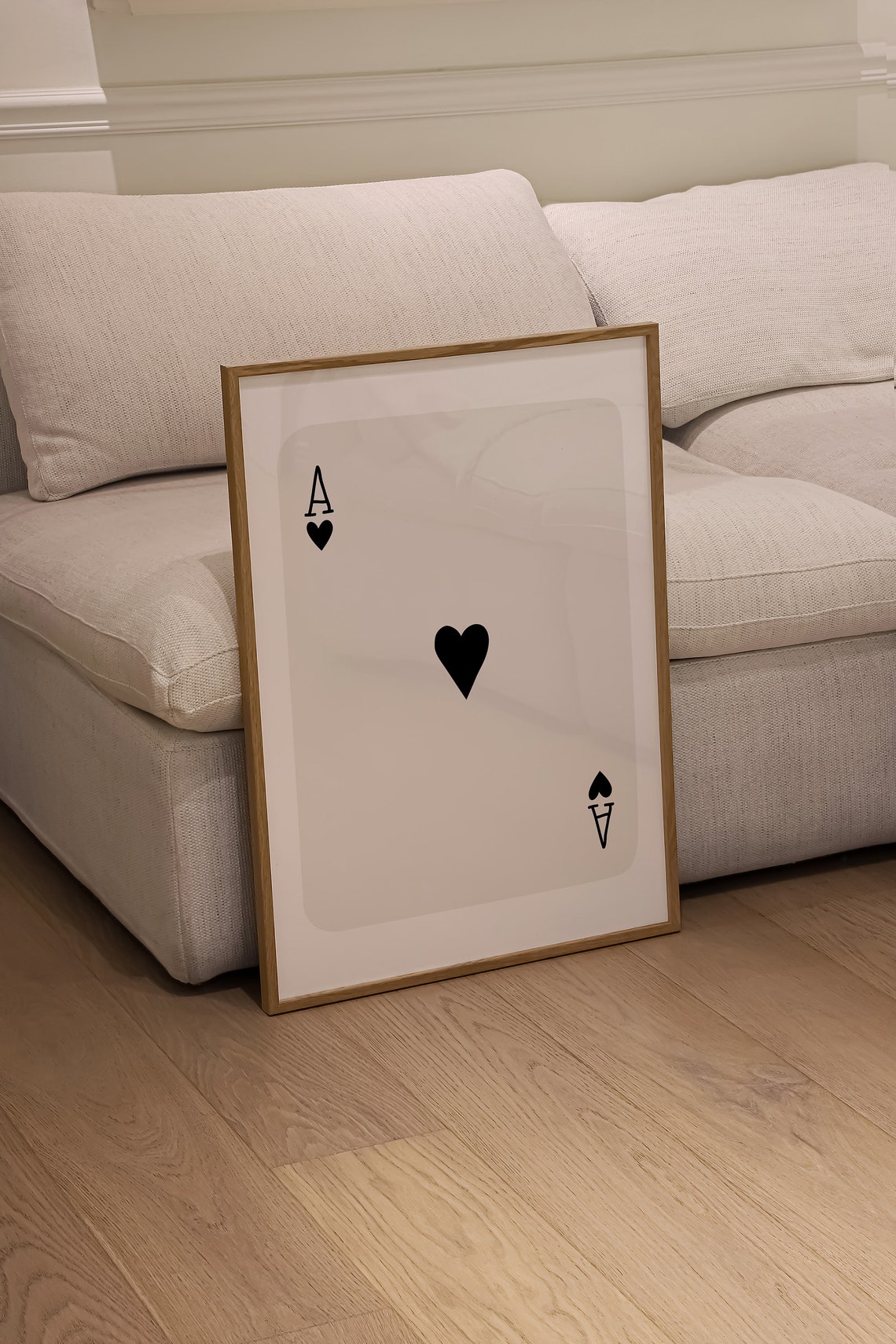 Ace of Hearts Oversized Playing Card Minimalist Black on White Poster