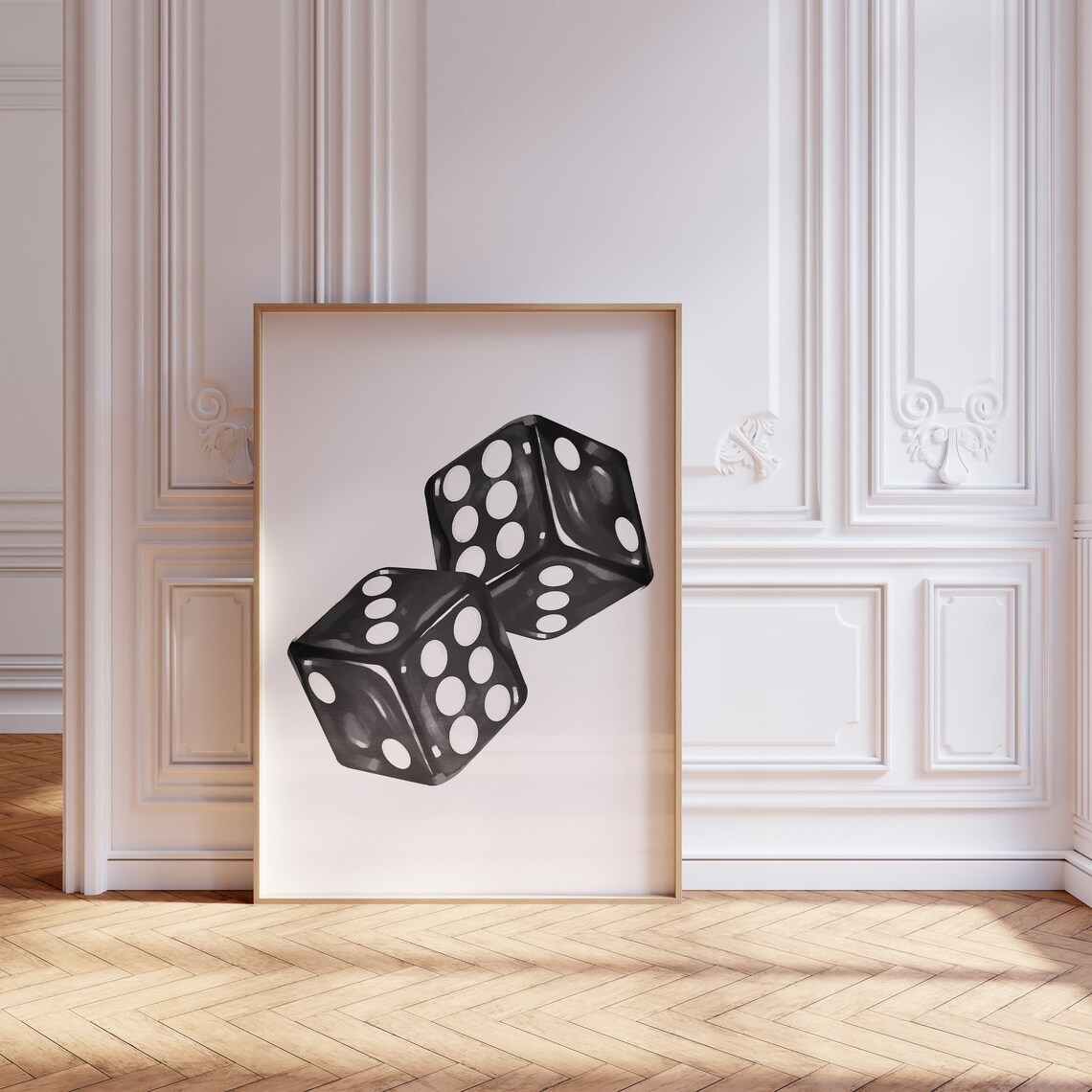 Black and White Dice Art Print, Neutral Decor - Image 3