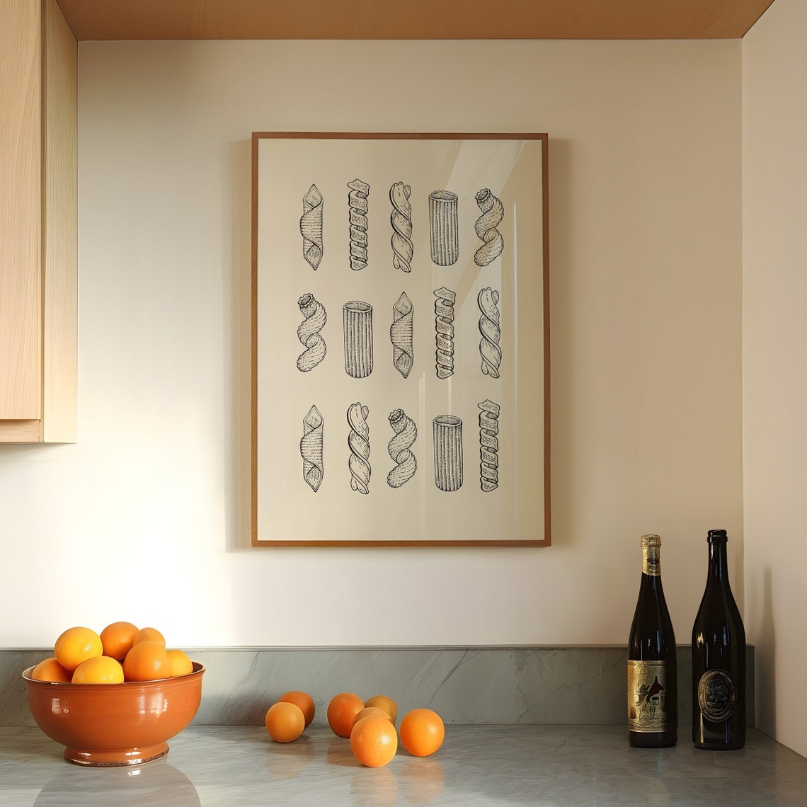 Pasta Shapes Vintage Line Illustration Italian Kitchen Art Poster - Image 3