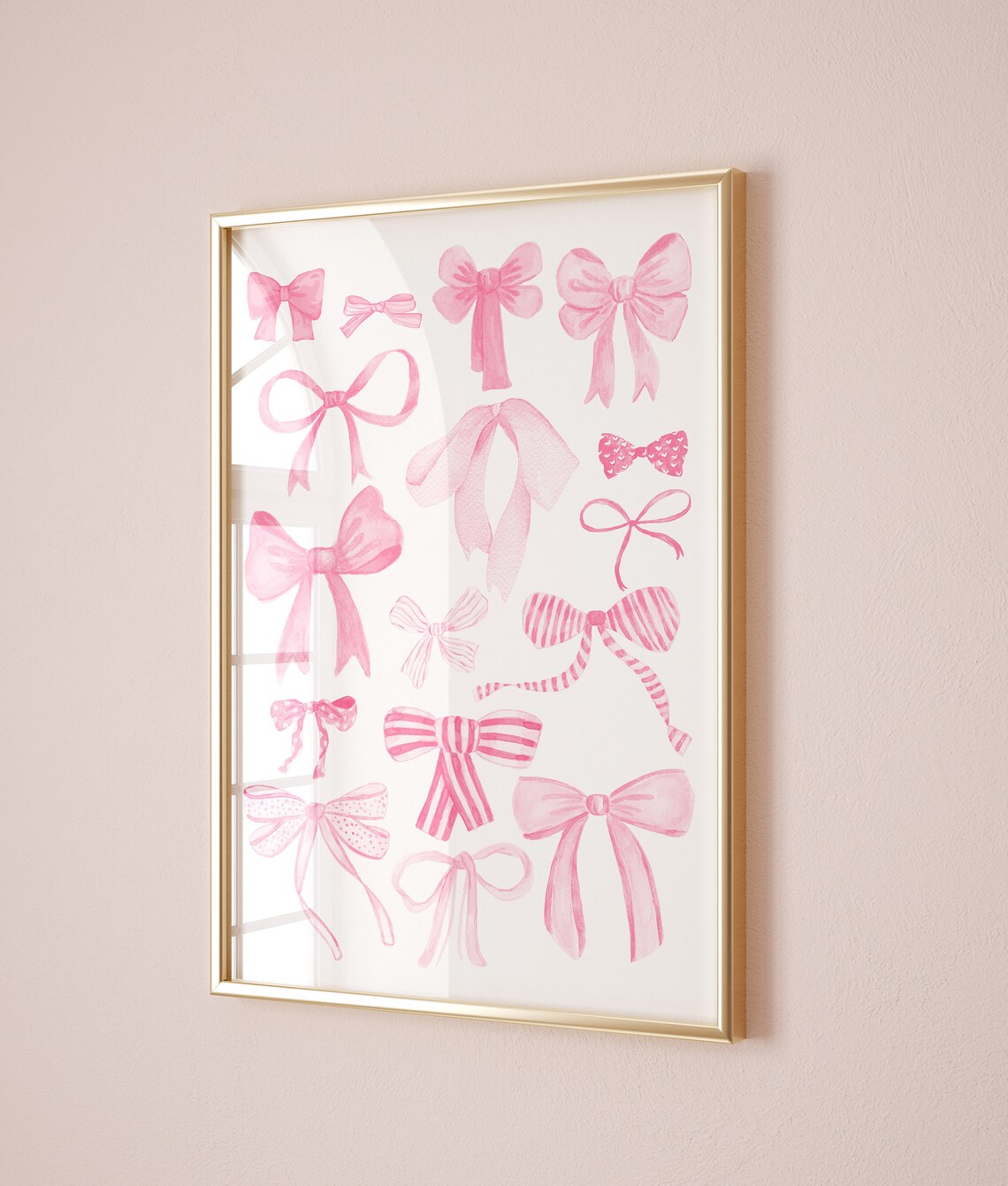 Pink Watercolor Bows Ribbon Collage Coquette Girly Bedroom Wall Art - Image 3
