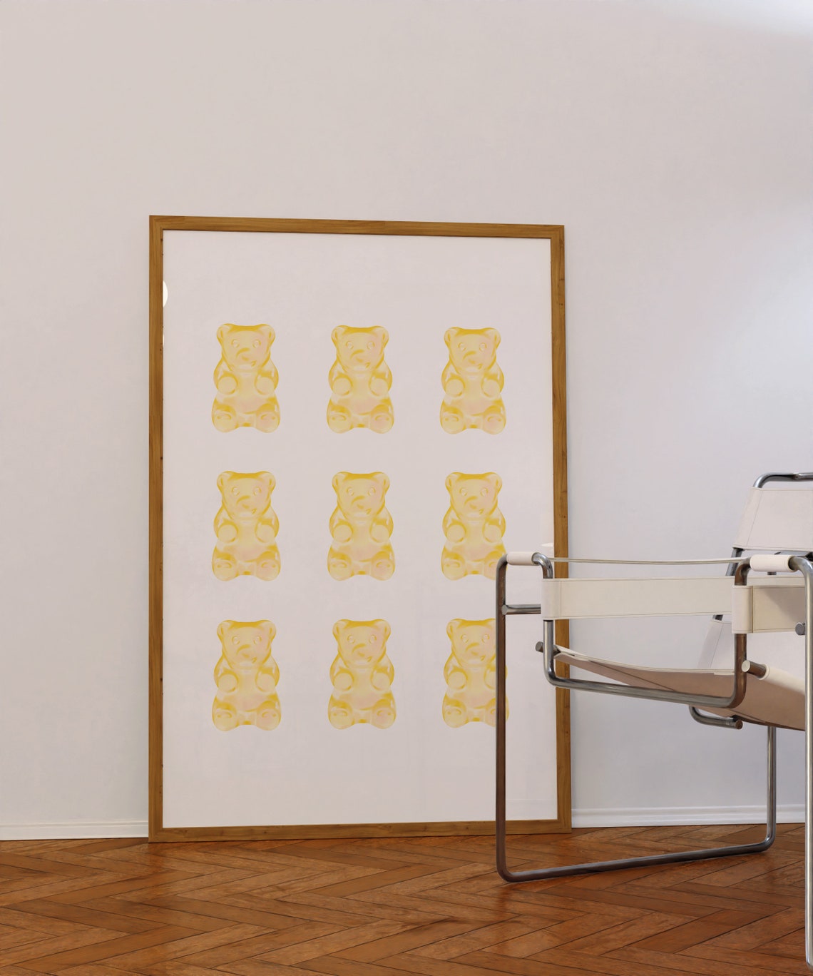 Sunny Yellow Gummy Bears Nine Grid Preppy Sweet Candy Art Poster - Image 2
