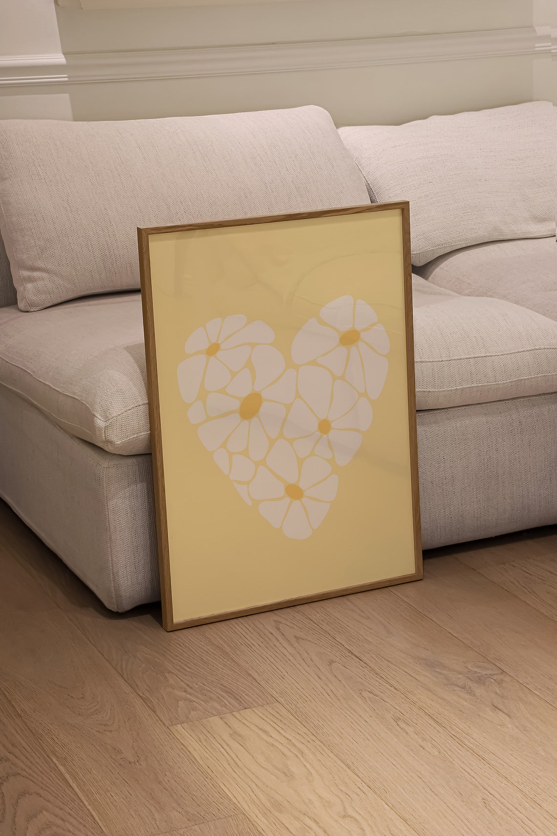 Sunny Yellow Daisy Heart Flower Minimalist Cheerful Art Print