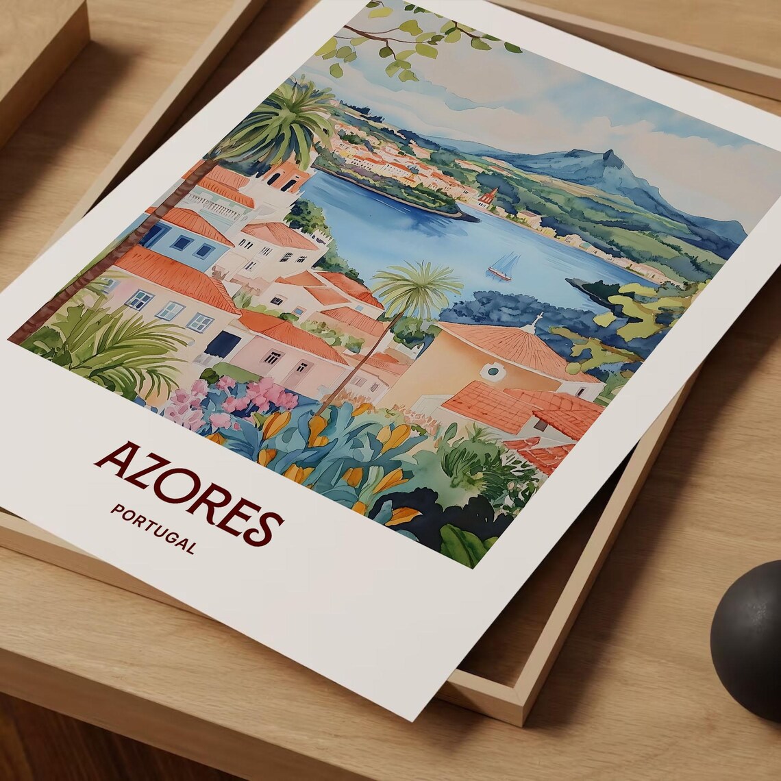 Azores Travel Print Minimalist Wall Art Portugal Cityscape Decor Pastel Art Unique Gift For Art Lovers Retro Travel Poster C35 178 - Image 2