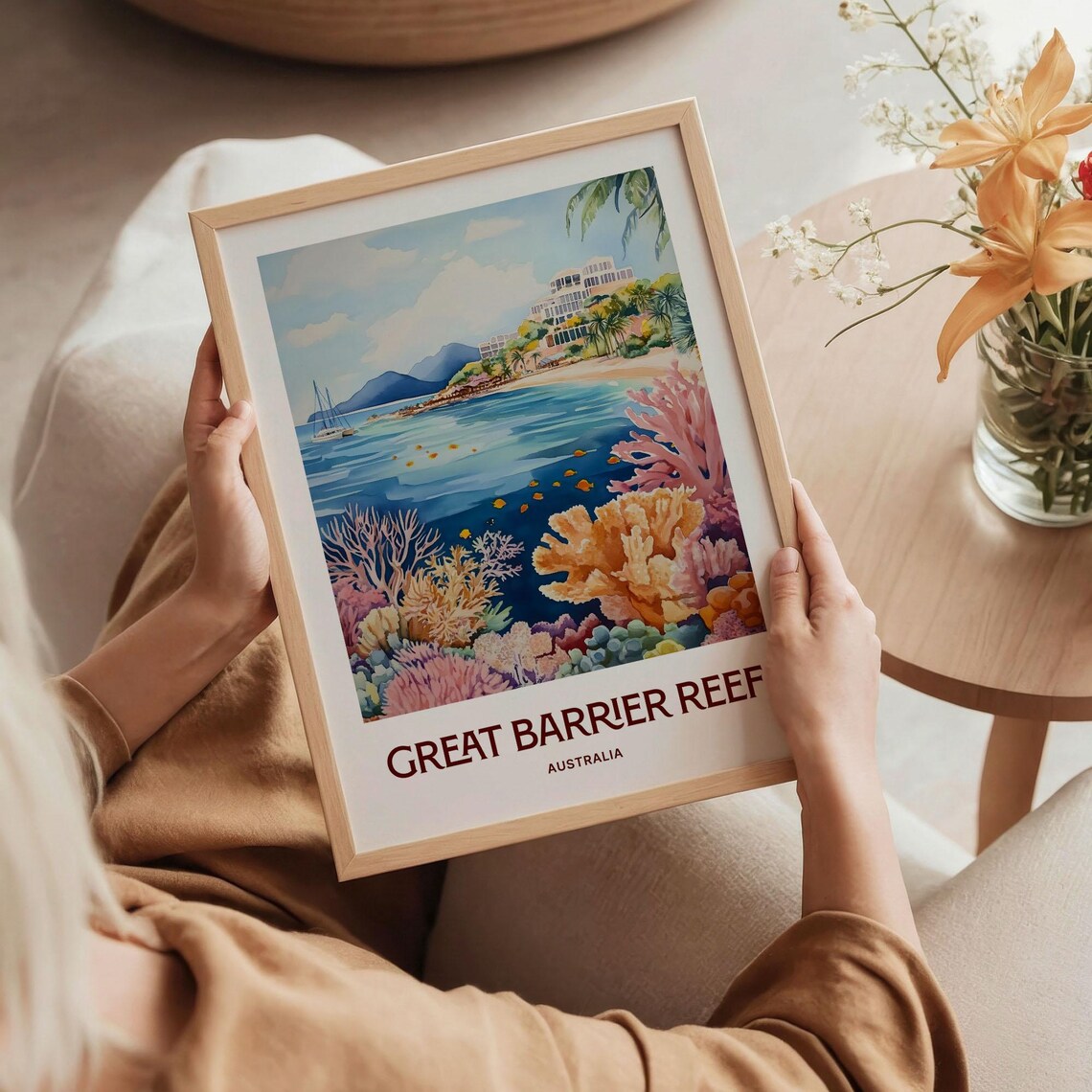 Great Barrier Reef Australia Coral Reef Fish Watercolor Travel Poster - Image 5
