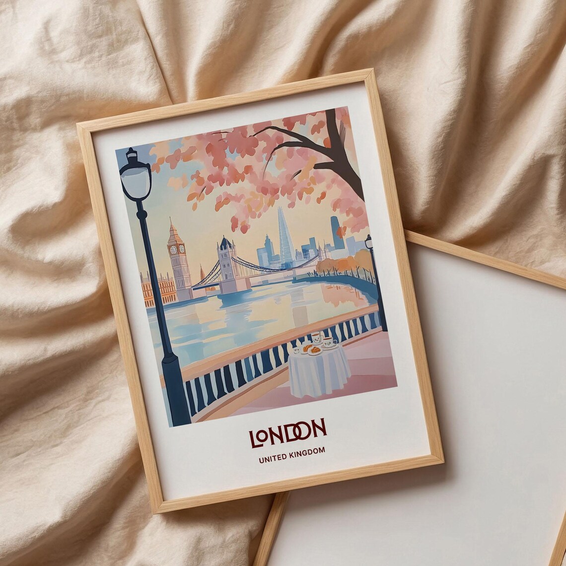 London Big Ben Tower Bridge Thames Skyline Travel Art Poster - Image 3