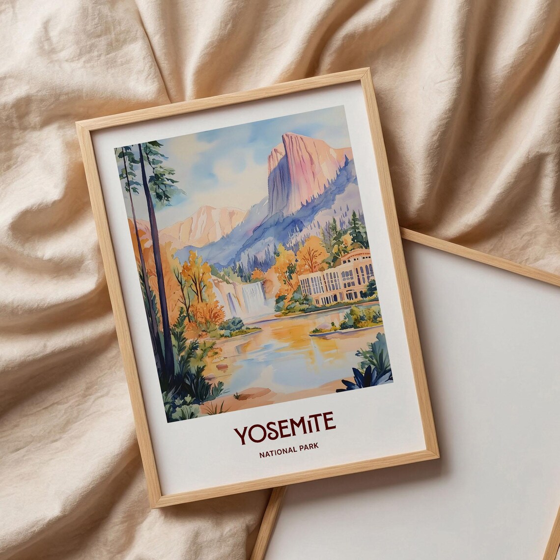 Yosemite National Park El Capitan Watercolor Poster Falls View - Image 3