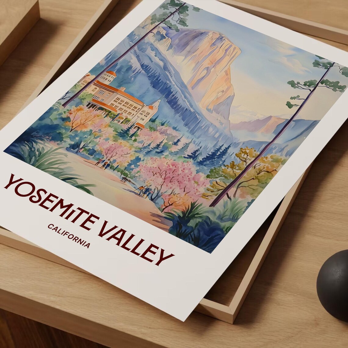 Yosemite Valley California El Capitan Watercolor Travel Poster Lodge - Image 2
