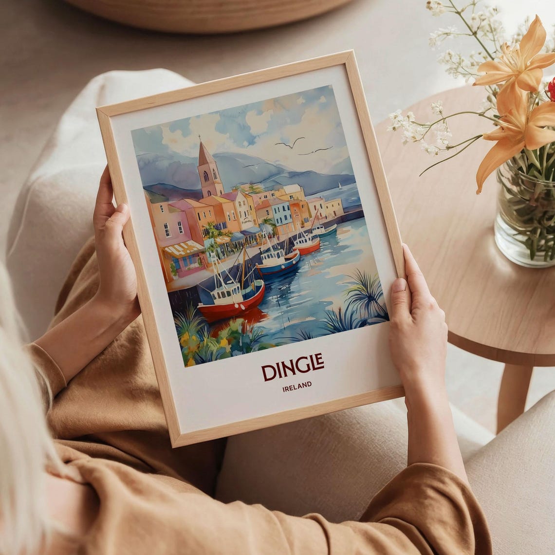 Dingle Ireland Harbor Fishing Boats Watercolor Travel Poster - Image 5