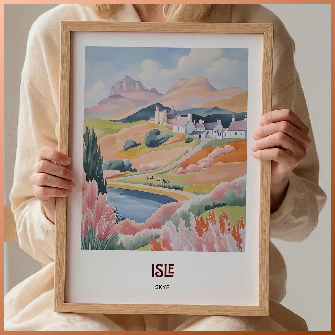 Isle of Skye Scotland Highland Mountains Loch Travel Poster Art