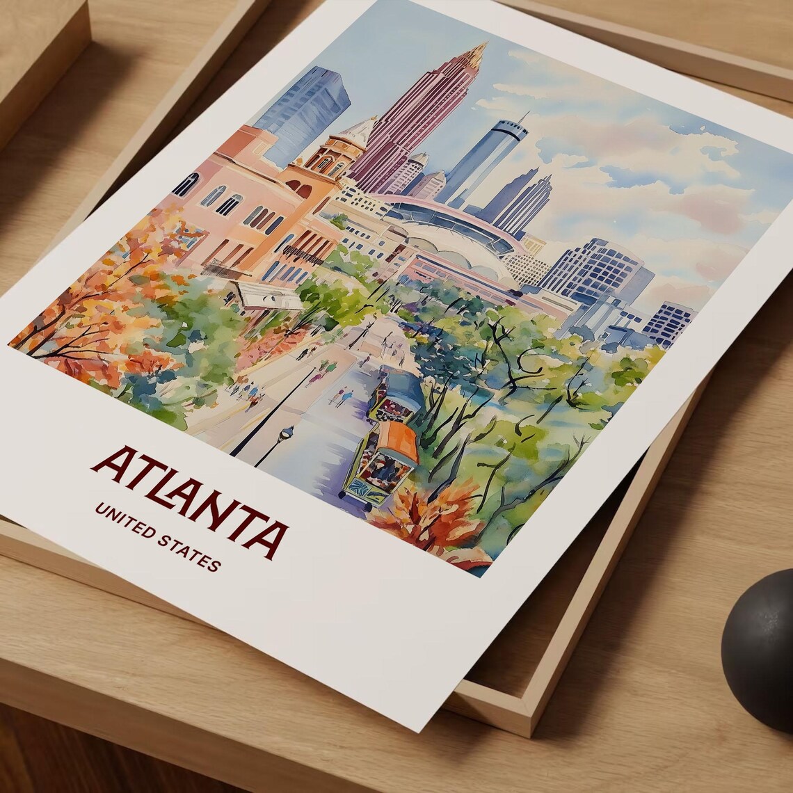 Atlanta Georgia Downtown Skyline Watercolor City Travel Poster - Image 2