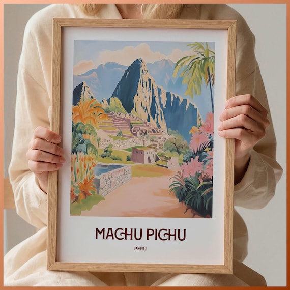 Machu Picchu Peru Inca Terraces Mountain Ruins Travel Poster